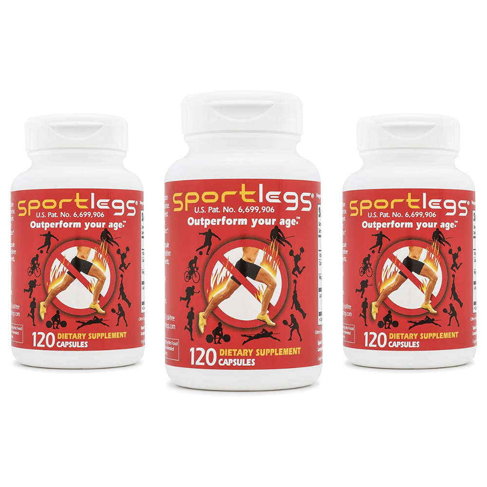 SportLegs Fast Fitness Boost Pre-Workout Lactic Acid Supplement, 120-Cap Bottle, Pack of 3